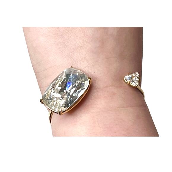 VTG Alexis Bittar Liquid Gold BRACELET Large CZ Stone Open Cuff 6.5"-7.5" Adjust - Picture 7 of 8